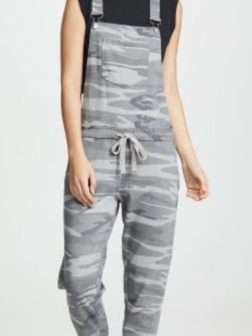 Z Supply Gray Camo Drawstring Overalls Jumpsuit